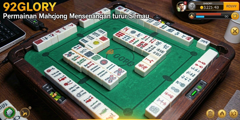 Tampilan gameplay Mahjong yang seru dan mendebarkan.
