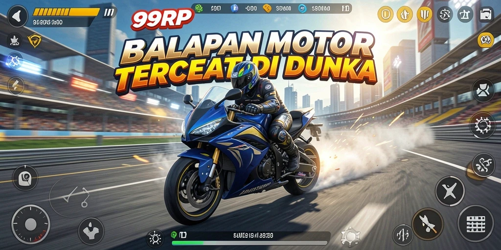 Tampilan gameplay 99RP dengan balapan seru dan motor cepat.