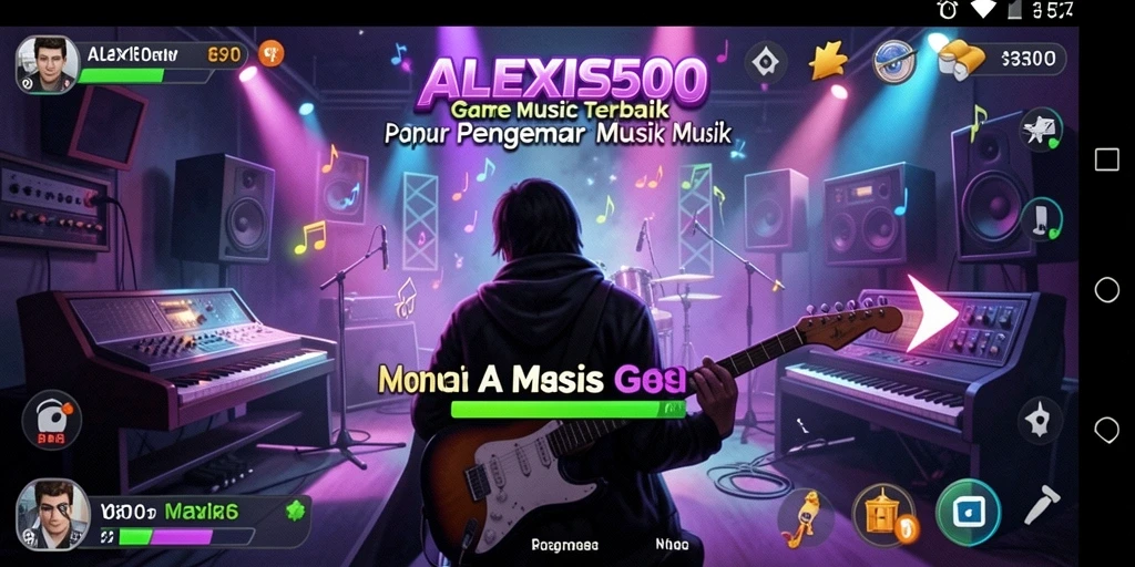 Screenshot ALEXIS500 menampilkan gameplay musik yang menarik.