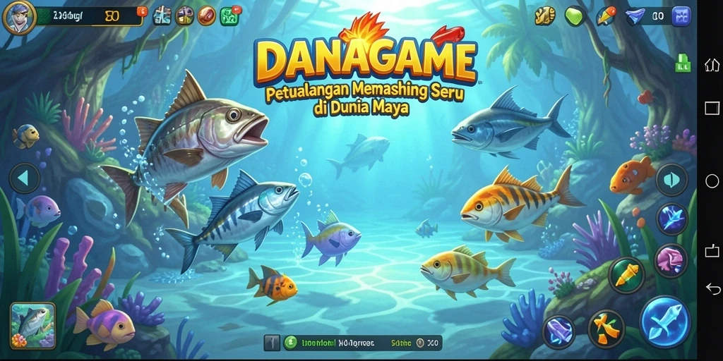 Tangkapan ikan besar di DANAGAME dengan latar belakang laut yang indah.