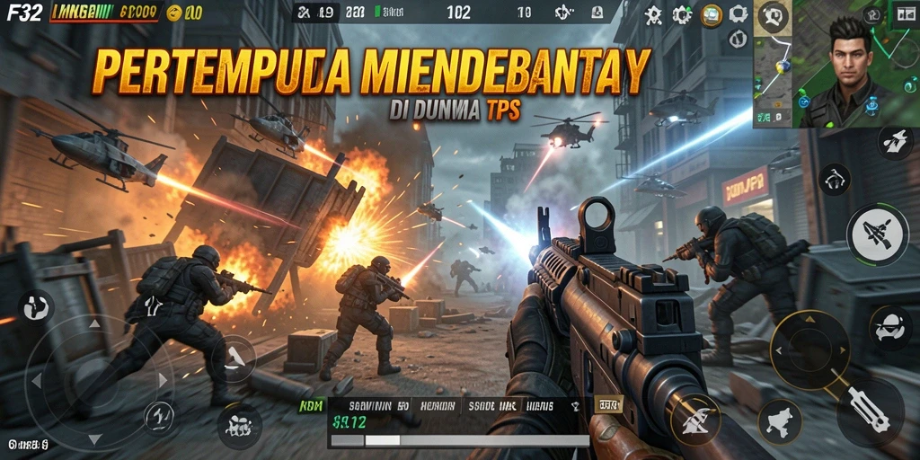 Tampilan gameplay F32 yang mendebarkan dalam pertarungan TPS.