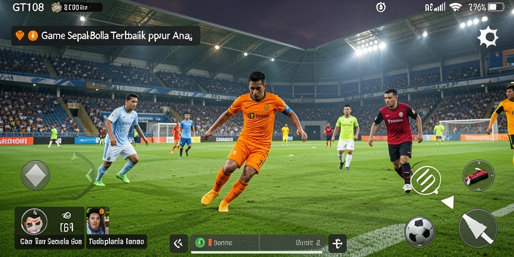 Tampilan gameplay GT108 menampilkan pertandingan sepak bola yang seru dan mendebarkan.