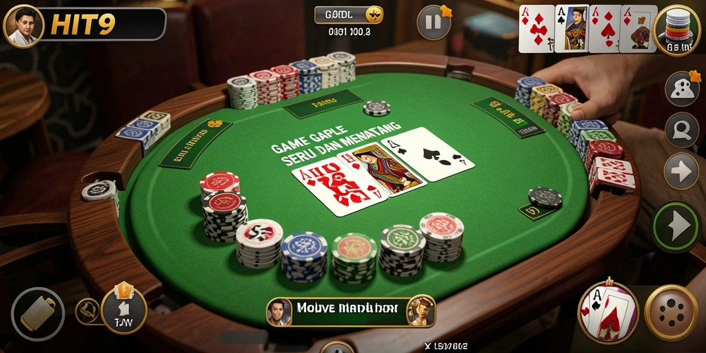 Screenshot gameplay HIT9 menunjukkan keseruan bermain Gaple secara online.