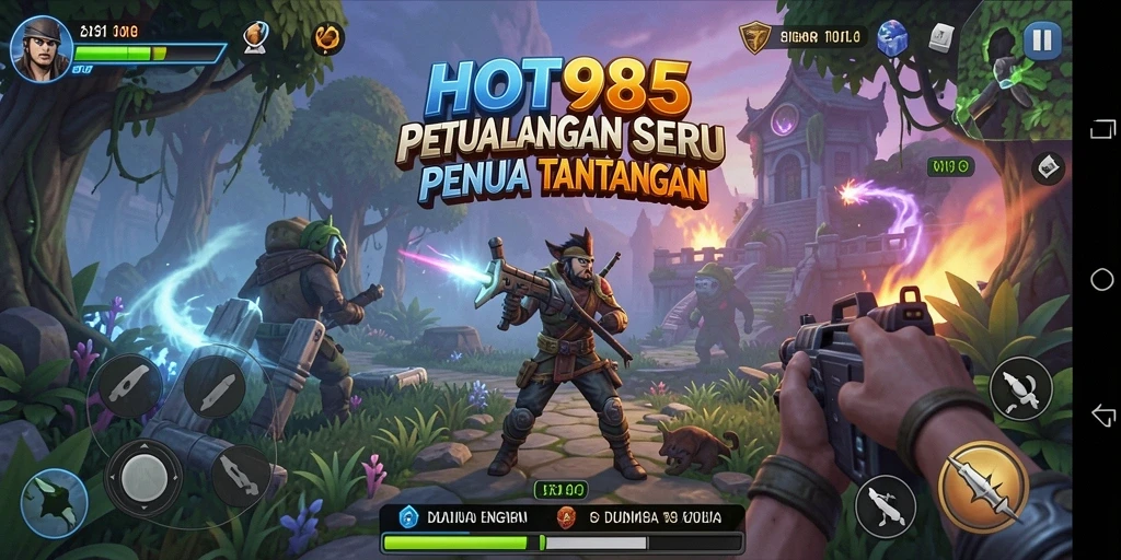 Tampilan gameplay seru dari HOT985 saat petualangan sedang berlangsung.