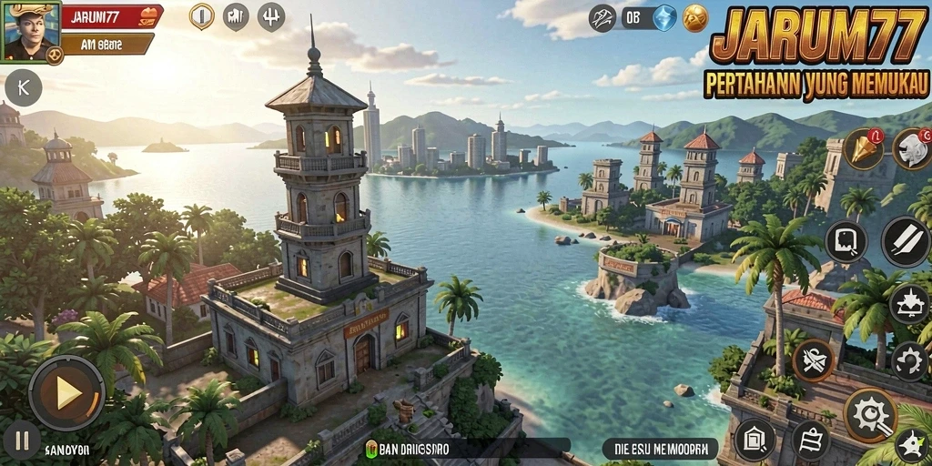 Gameplay seru dan menantang dalam JARUM77 Tower Defense.