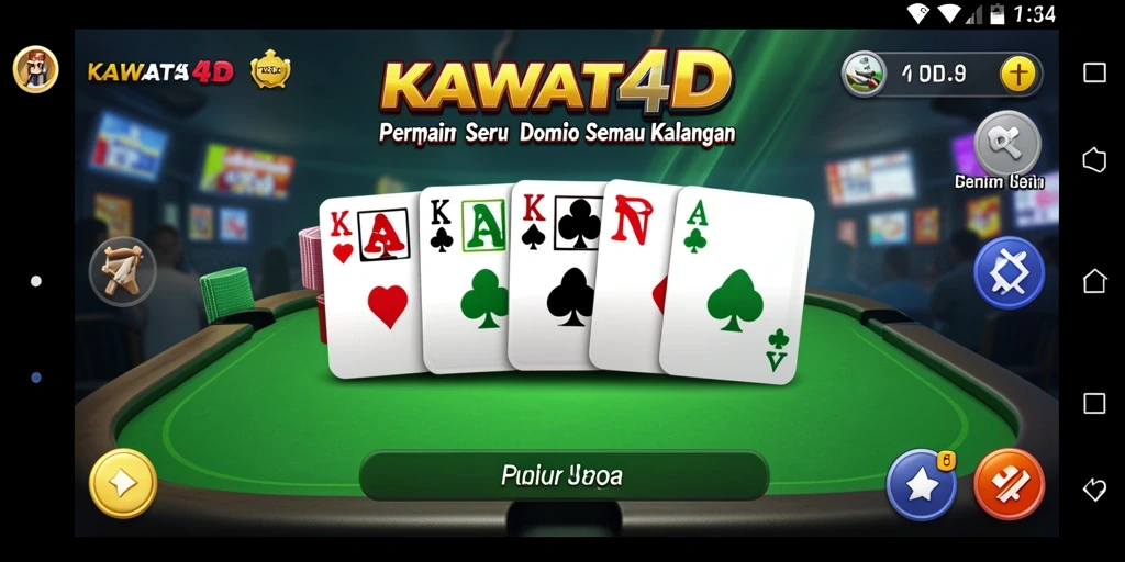 Tampilan gameplay seru KAWAT4D dalam permainan Domino.