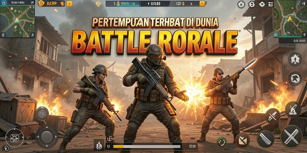 Screenshot gameplay KKRP yang menampilkan aksi pertempuran Battle Royale.