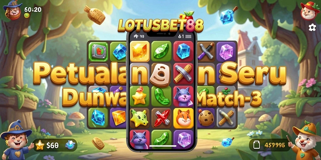 Screenshot gameplay LOTUSBET88 yang menunjukkan keseruan mencocokkan elemen.