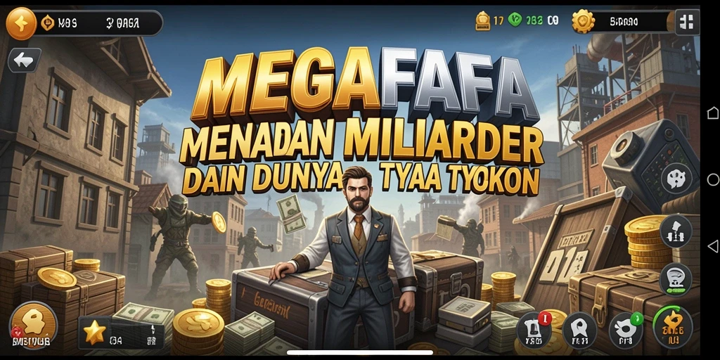 Tampilan gameplay <strong>MEGAFAFA</strong> yang menarik dalam dunia Tycoon.