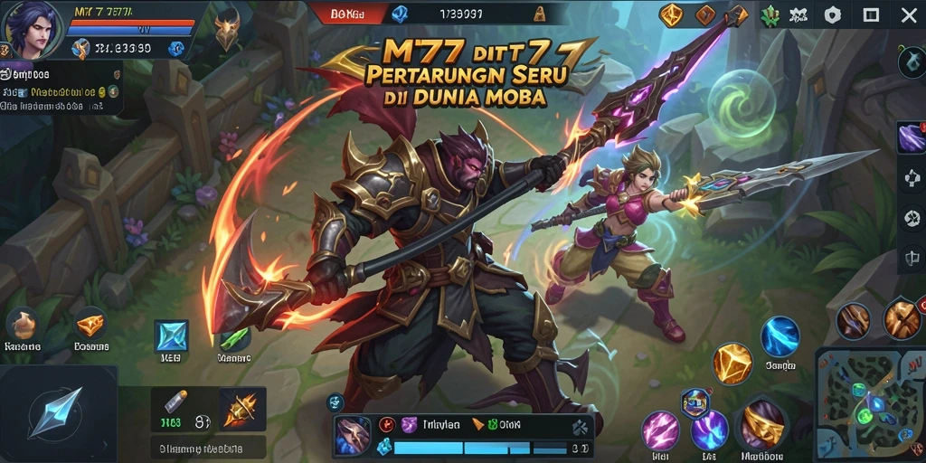Tampilan gameplay seru dalam pertarungan MOBA di MT777.