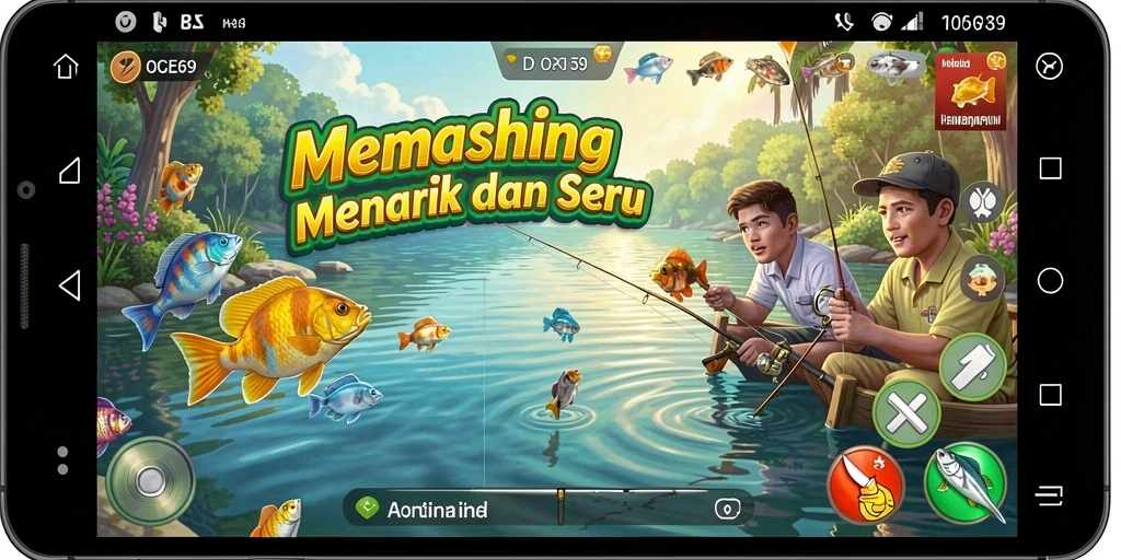 Gameplay OCE69 yang menampilkan aksi memancing yang seru.