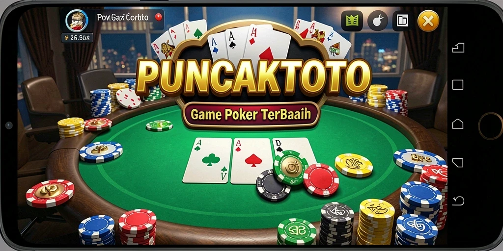 Tampilan gameplay PUNCAKTOTO saat pertandingan poker yang seru.