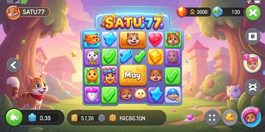 Gameplay menarik di SATU77 dengan tantangan Match-3.