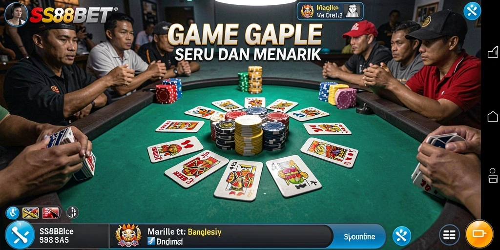 Tampilan gameplay seru SS88BET saat bermain Gaple.